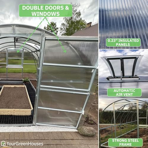 YourGreenHouses Polycarbonate Greenhouse Tunnel Clear 10x26 FT