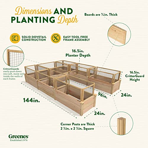Greenes Fence Premium Cedar Raised Garden Bed with CritterGuard System 8' x 12' Light Brown