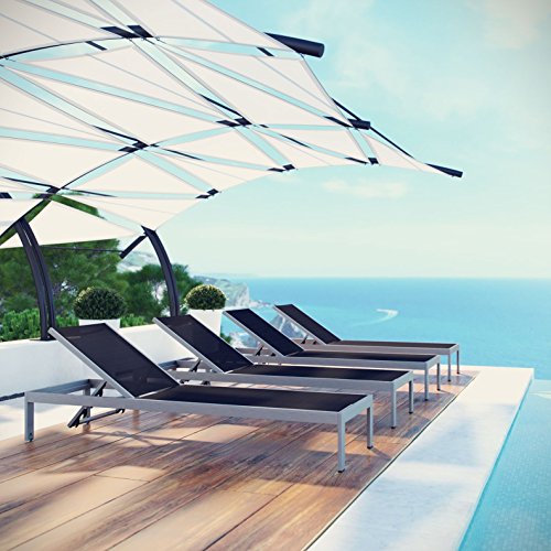 America Luxury - Outdoor Modern Contemporary Urban Design Outdoor Patio Balcony Chaise Lounge Chair Black