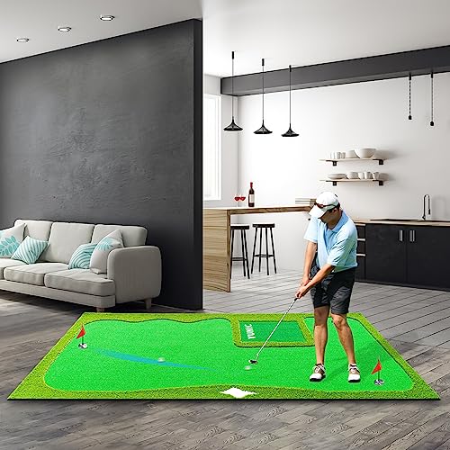 YUNIC Golf Putting Green Premium Nylon Golf Training Mat Green