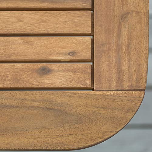 Walker Edison 7-Piece Outdoor Wood Chevron Patio Dining Set Brown