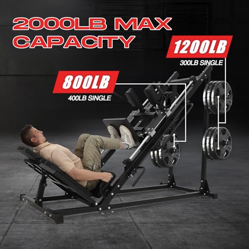 GarveeLife Leg Press Hack Squat Machine Adjustable 2-in-1 Black