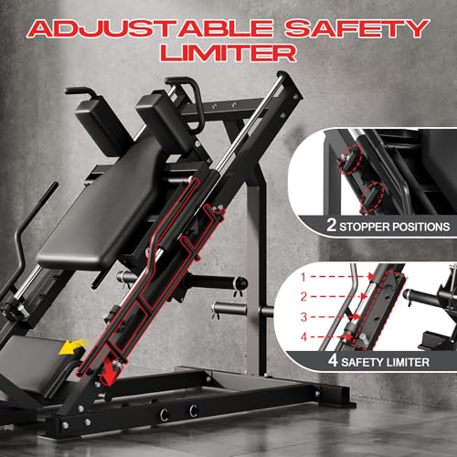 KUNRAM Adjustable Leg Press Hack Squat Machine for Home Gym Black