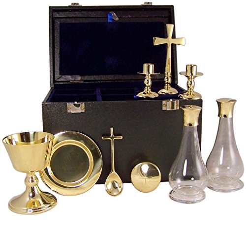 Sudbury Brass Deluxe Travel Mass Kit & Communion Set with Black Carrying Case