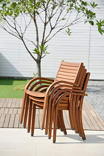 Amazonia Arizona 9 Piece Oval Outdoor Dining Set Eucalyptus