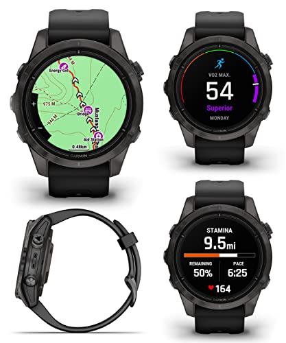 Wearable4U Garmin epix Pro (Gen 2) Sapphire Edition Smartwatch with Black White Earbuds Bundle Carbon Gray Titanium/Black