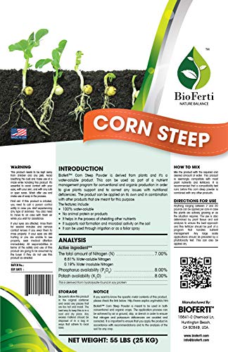 MicrobeBio Corn Steep Liquor Powder Fertilizer 100% Organic NPK 7-8-8 55-lb Bag