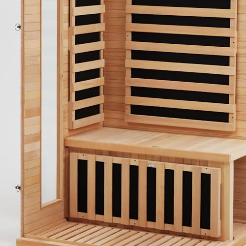PioneerWorks 2-Person Infrared Sauna Low EMF 6-Plate Wood Color