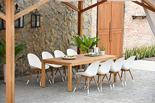 Brampton Patio Teak 9-pc Dining Set White
