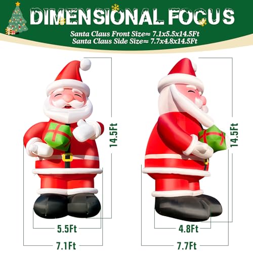 OZIS Giant 14.5Ft Inflatable Santa Claus with Gift Red