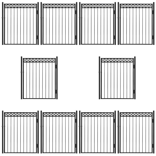 Fencer Wire Heavy Duty Flat Top X-Pattern Decorative Fence Gate Black, 5FT x 4FT, Pack of 10
