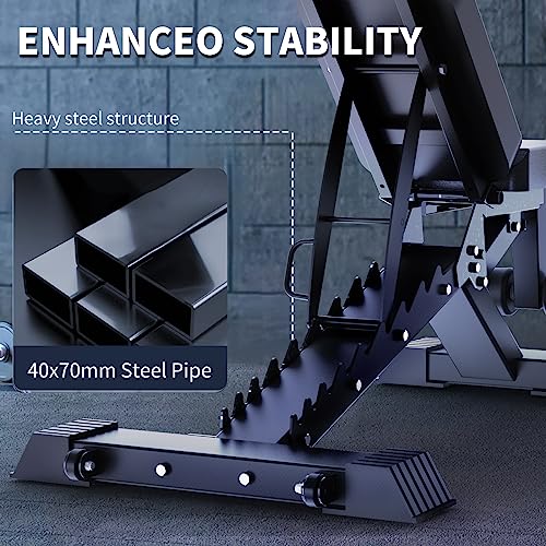K KiNGKANG Adjustable Weight Bench 1100 LB Capacity Black