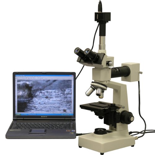 AmScope Digital Trinocular Metallurgical Microscope 40X-1000X Yellow