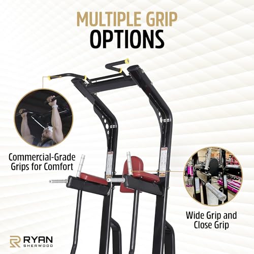 RYAN SHERWOOD Power Tower - Commercial Chin Dip Station with Vertical Knee Raise, 275 lb Capacity