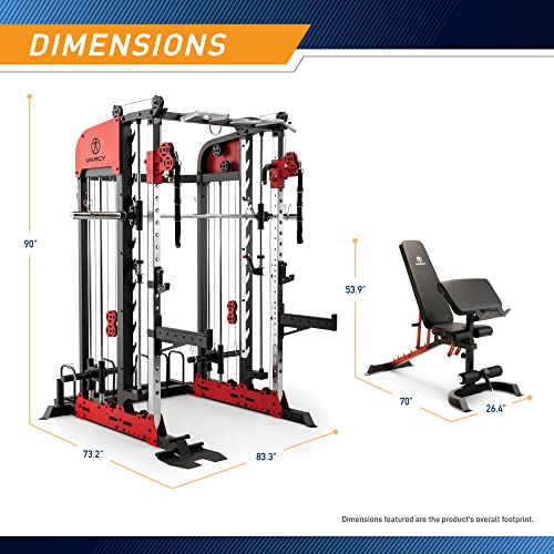 MARCY Pro Deluxe Smith Cage Home Gym System for Weight Training SM-7553 Multi