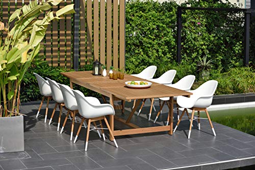 Brampton Patio 9 Piece Outdoor Eucalyptus Extendable Dining Set Teak Finish