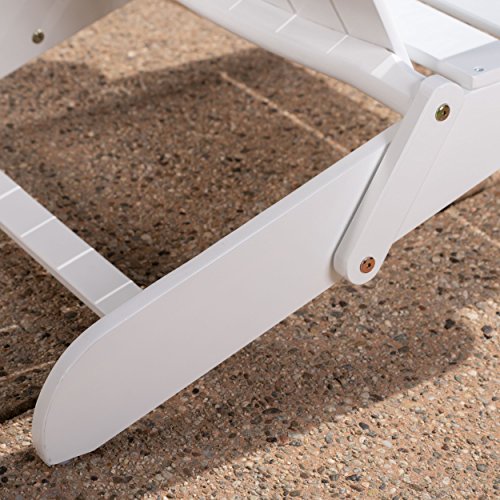 Great Deal Furniture Outdoor 5 Piece Acacia Wood & Lightweight Concrete Adirondack Chair Set with Fire Pit Grey & White