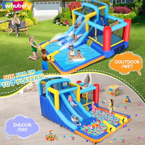Whubefy Kids Bounce House Inflatable Water Park with Blower