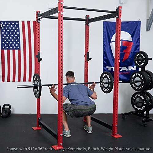 Titan Attachments T-3 Series Red Short Power Rack 36in Depth 1,100 LB Capacity
