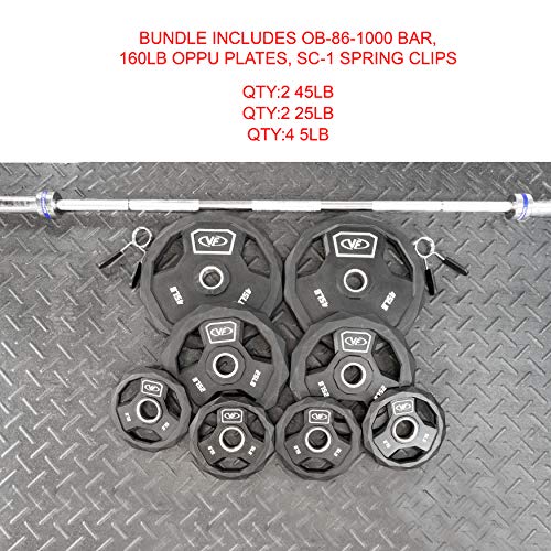 Valor Fitness Weightlifting Bundle Olympic Bench w/Spotter, 40lb Bar, 160lb Plates Metallic Grey and Black