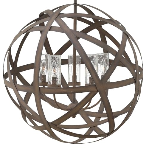 Hinkley Carson Collection 26.25" Five Light LED Outdoor Large Orb Pendant Vintage Iron