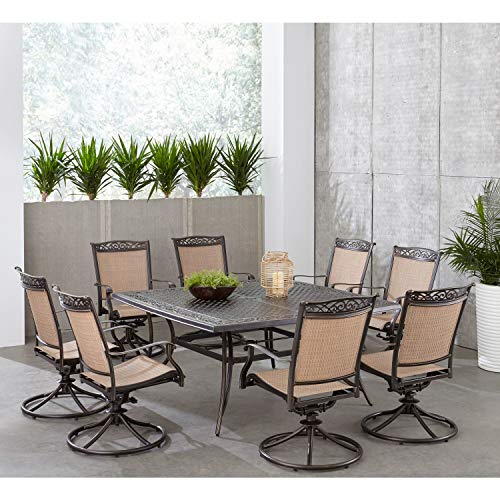 Hanover Fontana 9-Piece Outdoor Dining Set Tan