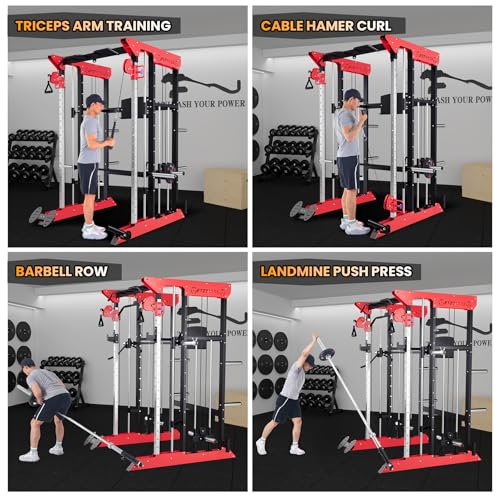 GarveeLife Power Cage Smith Machine Red