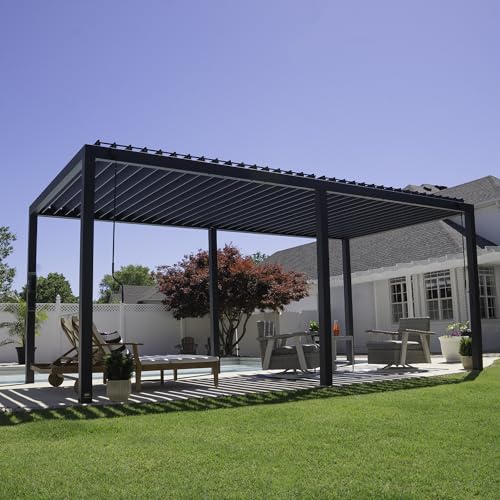 Backyard Discovery Sarasota 20' x 10' Galvanized Steel Pergola Kit with Adjustable Roof Black