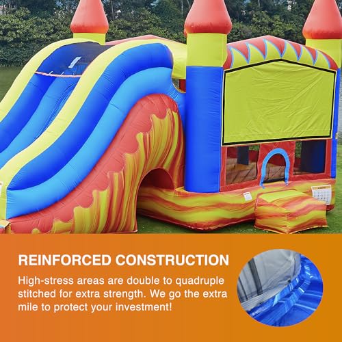 JumpOrange Commercial Inflatable Turbo Blaze Titan Bounce House Slide Combo Blue/Red/Yellow