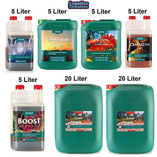 Canna Coco Nutrient Package - Part A & B, Boost, Cannazym, PK 13/14, Start & Rhizotonic (20L)