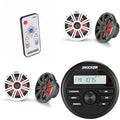 KICKER KMC2 Marine Grade Receiver & (2 Pair) 6.5" LED Speakers Bundle