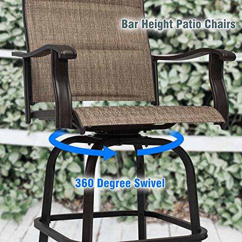 Super Mart 5PC Outdoor Bar Stools Set with Swivel Chairs and Bistro Table Brown