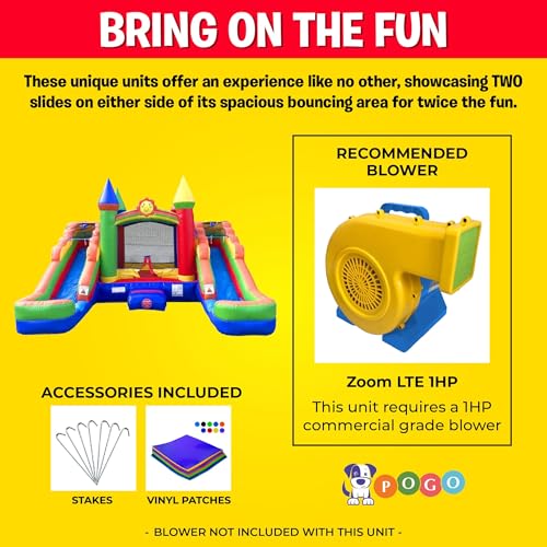Pogo Bounce House Inflatable Rainbow Castle Combo 16.5ft