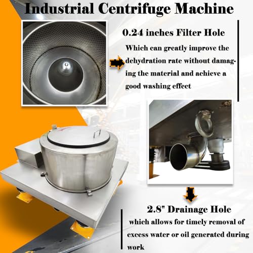 EQCOTWEA Industrial Centrifuge Machine Stainless Steel 1.5KW Gray
