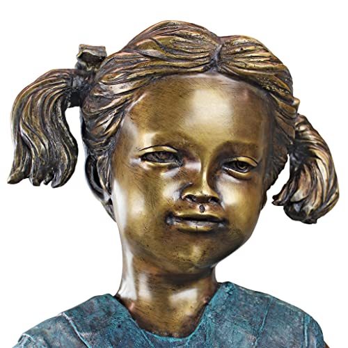 Design Toscano Savannah Girl with Dog Garden Statue Cast Bronze Two Tone Bronze & Verdigris