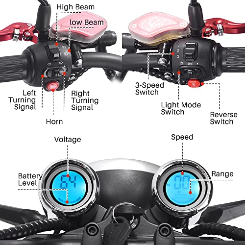 TOXOZERS 2500W Fat Tire Electric Scooter with Seat Black