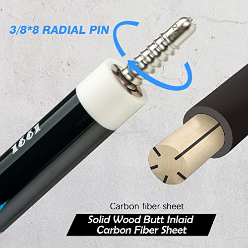 KONLLEN Carbon Fiber Pool Cue Stick Dragon Professional (Full Carbon Technology Low Deflection Billiard) KL-10BF