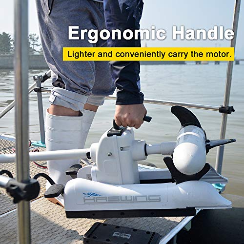 AQUOS 12V 55LBS 48" Electric Trolling Motor with Remote Control for Boats White