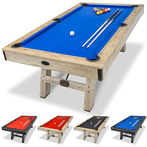 GoSports 7 ft Pool Table with Wood Finish Blue