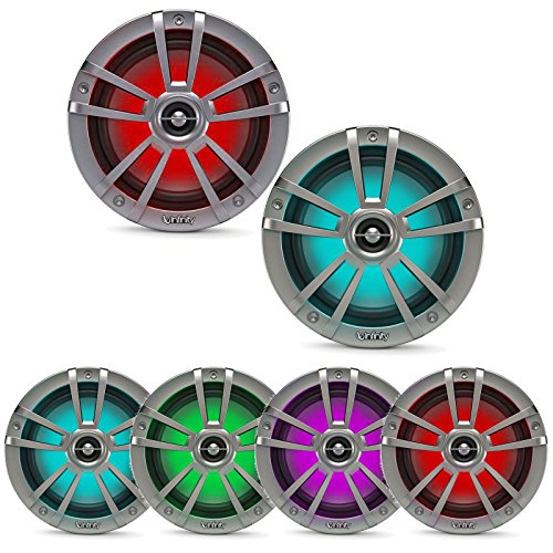 Enrock Marine Bluetooth Radio Multi-Element Digital Media Receiver with 4X 6.5" RGB LED Speakers & 10" RGB LED Subwoofer