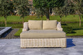 OUTSY Extra Large Double Sun Lounger Wicker Aluminum Frame White/Grey 79x59 Inch
