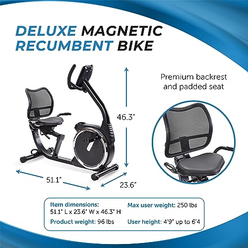 Stamina Magnetic Recumbent Exercise Bike 845 Black and Chrome