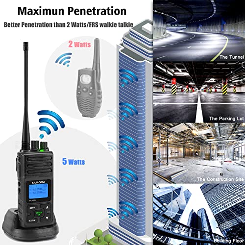 SAMCOM Rechargeable Long Range Walkie Talkies 5W UHF Radios with Earpiece Black - 19 Packs