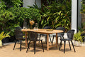 Amazonia Certified Teak 7-Piece Oval Extendable Dining Set with Black Aluminum Chairs Brown