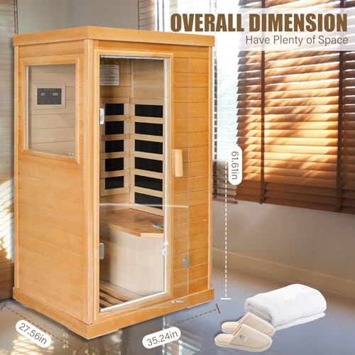 Daleyzay 1-Person Infrared Sauna Canadian Hemlock Natural