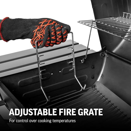 Char-Griller Grand Champ Charcoal Offset Grill and Smoker, Heavy Duty Steel, Black
