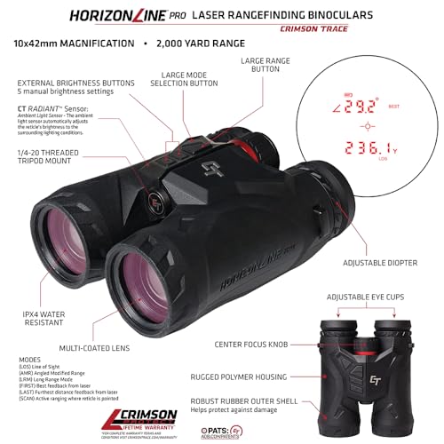 Crimson Trace Horizonline 2K Rangefinder Binoculars Black