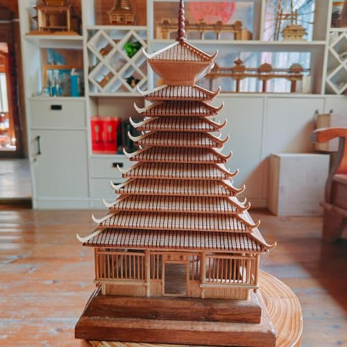 Okjew Quadrangle Drum-Tower Model Pure Wood Handcrafted