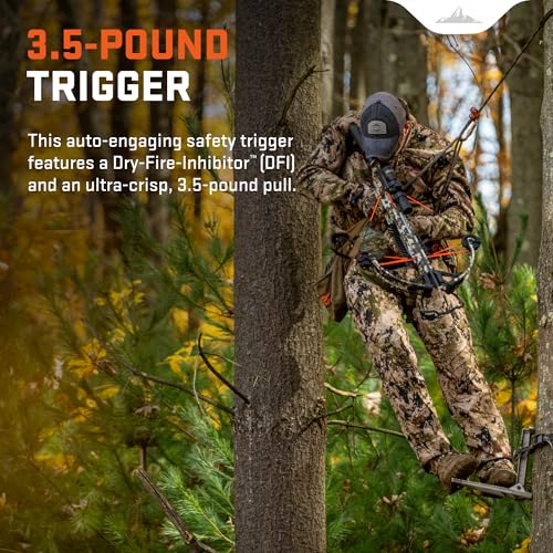 Wicked Ridge Rampage XS Crossbow Peak XT 390 FPS with Lighted Scope, Rope-Sled, Tactical Stock & 3 Arrows Peak Camo