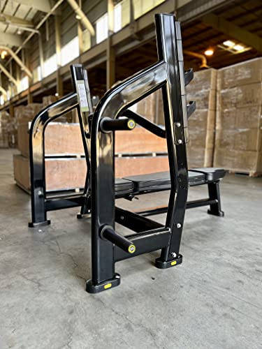 Ryan Sherwood Olympic Bench Chest Press with 4 Long External Storage Weight Horns Black